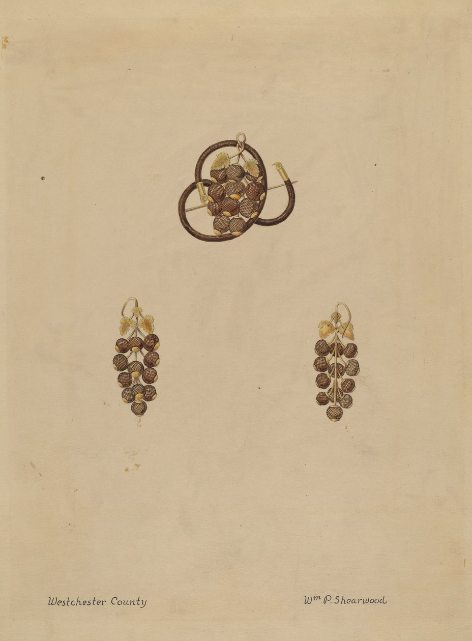 Spilla e orecchini di capelli da William P. Shearwood