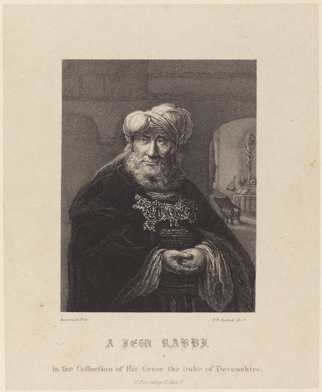 Un rabbino ebreo da William P. Sherlock after Rembrandt van Rijn