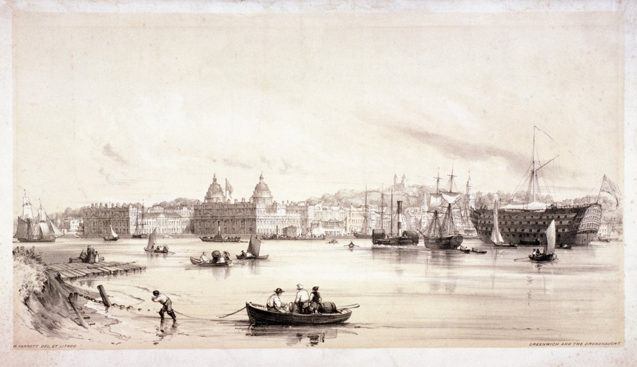 Veduta di Greenwich attraverso il fiume Tamigi, Londra da William Parrott