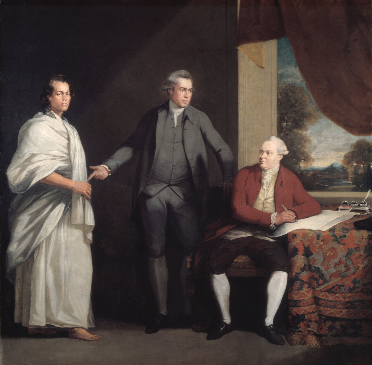 Omai, Joseph Banks e Dr Daniel Solander, c. 1775-6 da William Parry