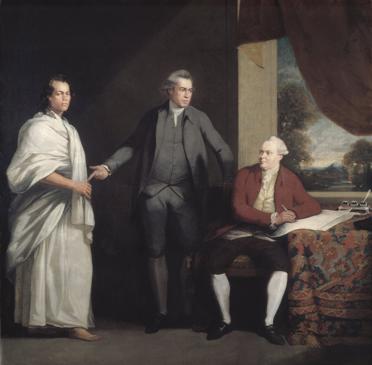 Omai, Joseph Banks e Dr Daniel Solander, c.1775 da William Parry