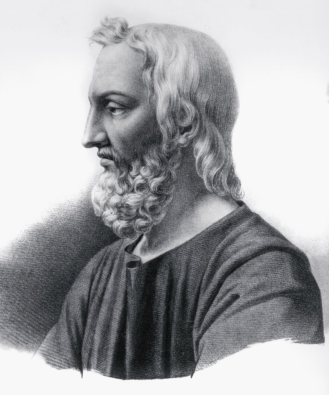 Ritratto di Pedanio Dioscoride (circa 40-circa 90), medico, botanico e farmacista greco, incisione da Nicolas Toussaint Charlet