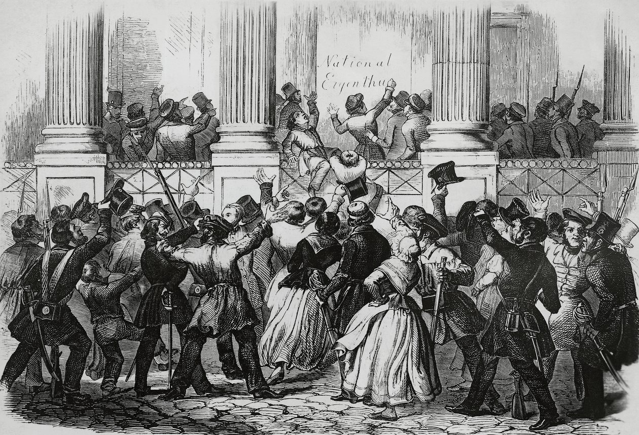 Rivoluzione a Berlino davanti al palazzo di Guglielmo I, marzo 1848, Germania da Nicolas Toussaint Charlet