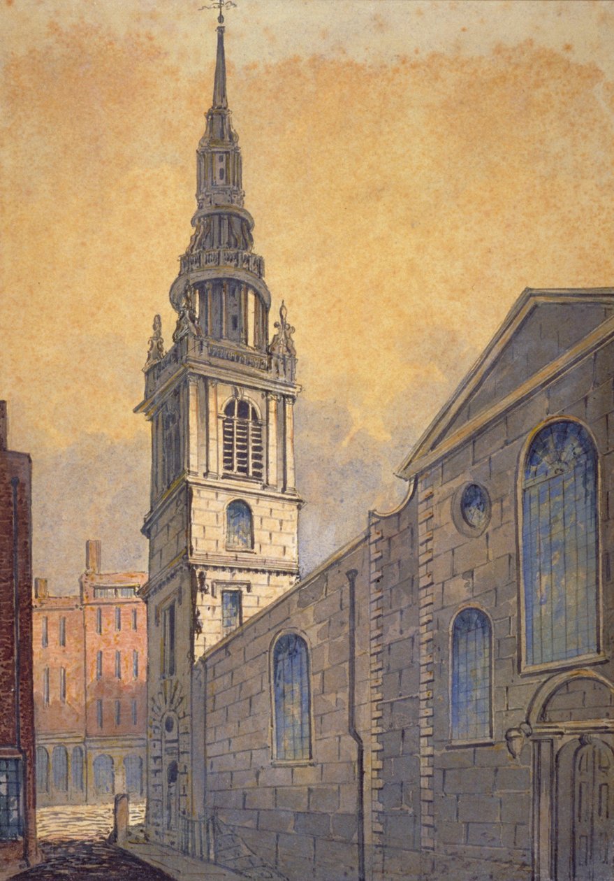 Chiesa di St Mary le Bow dal cimitero di Bow, Città di Londra, c. 1815 da William Pearson