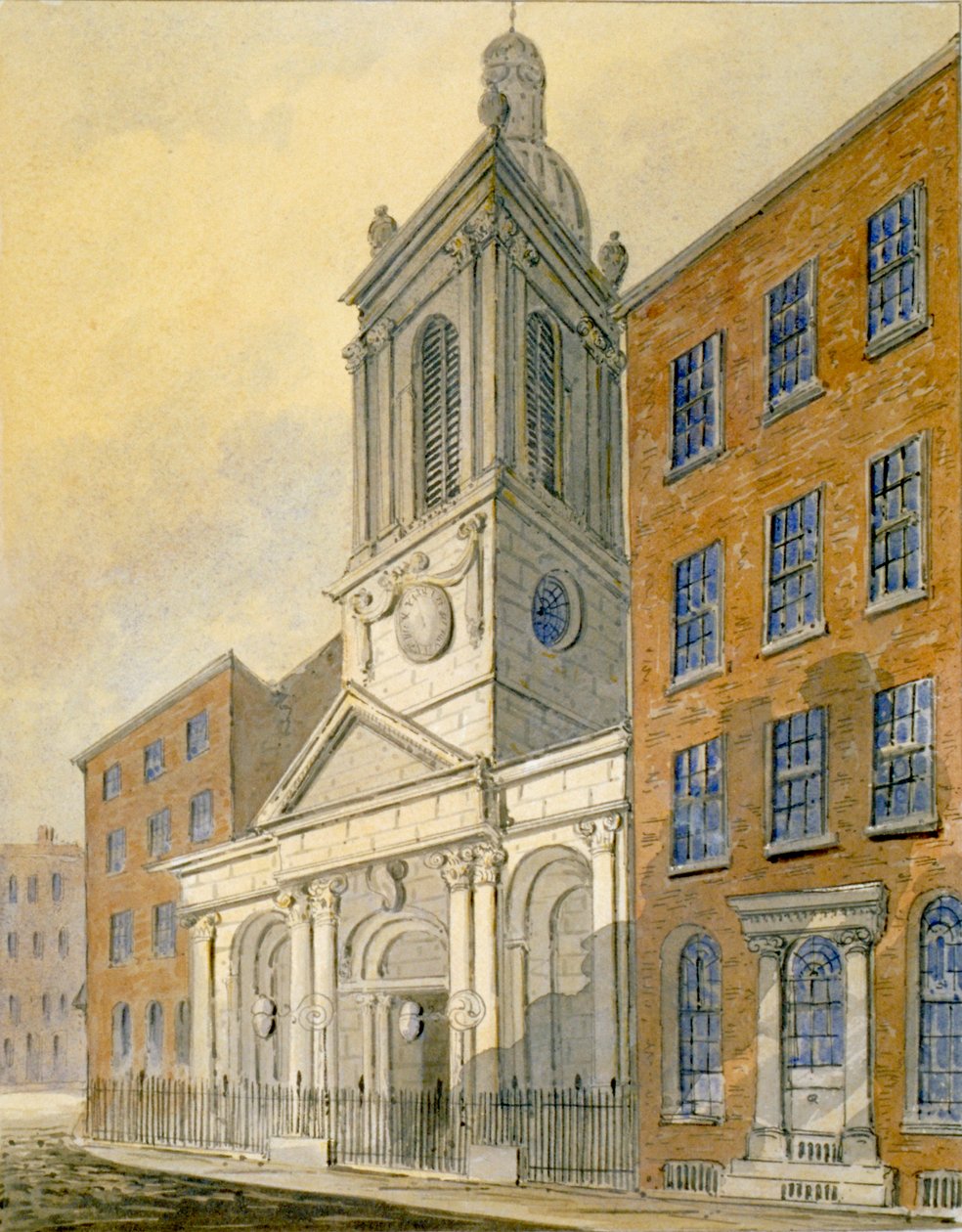 Veduta nord-est della chiesa di San Pietro-le-Poer e Old Broad Street, Città di Londra da William Pearson
