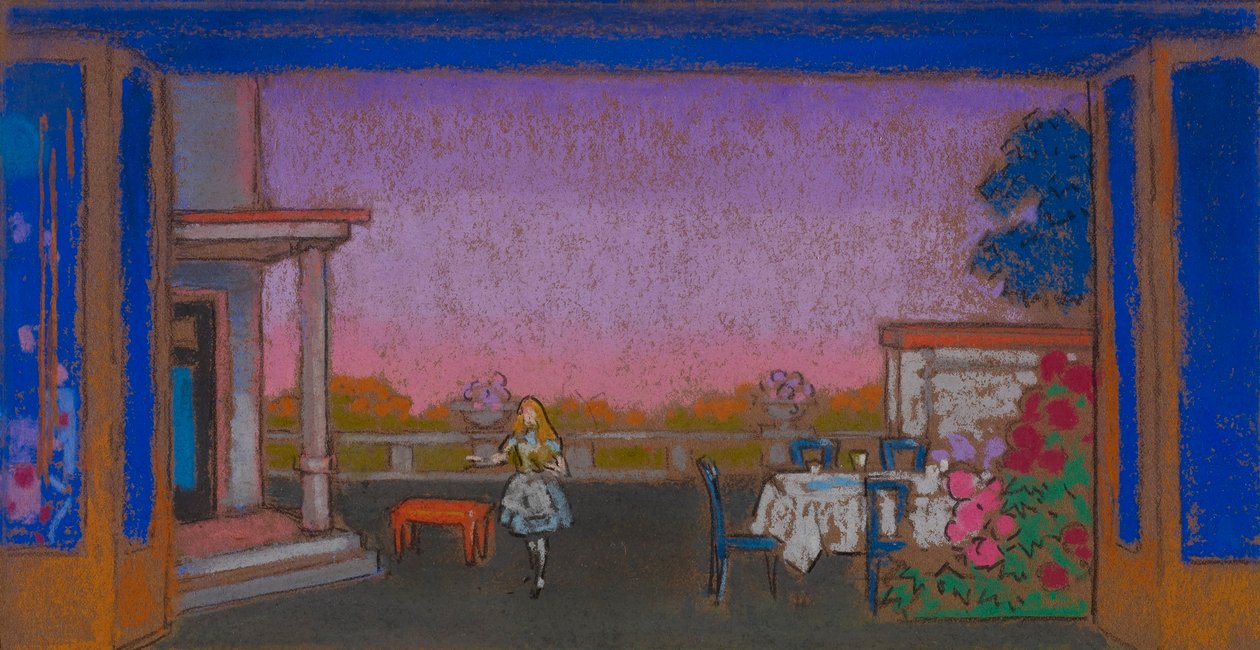 Il giardino della lepre Marzolina (scenografia per Alice nel paese delle meraviglie) da William Penhallow Henderson