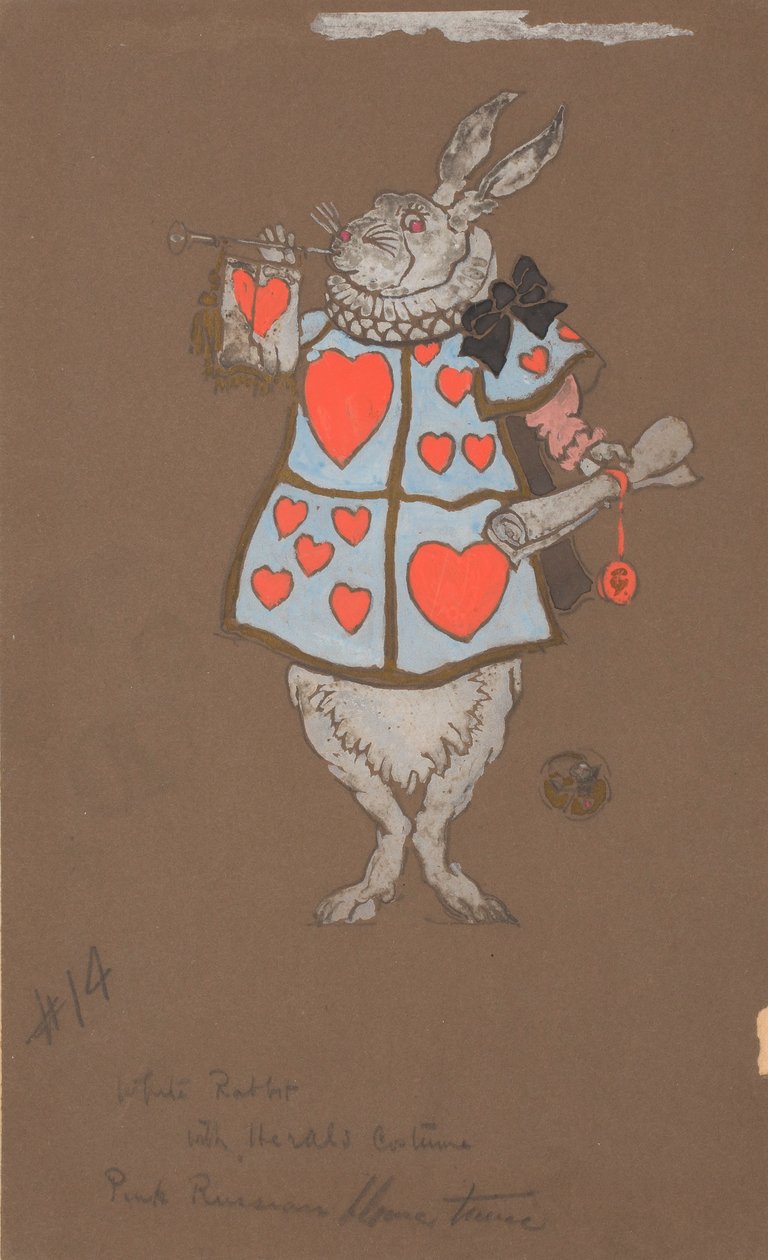 Coniglio bianco con costume da araldo (progettazione dei costumi) da William Penhallow Henderson