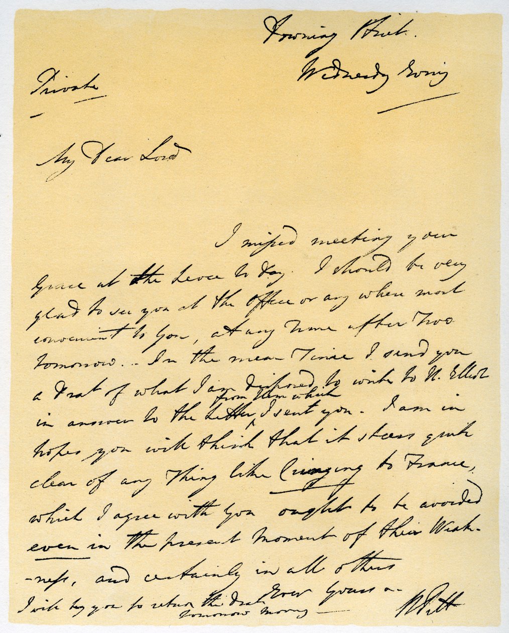 Lettera di William Pitt il Giovane, ottobre 1790 da William Pitt