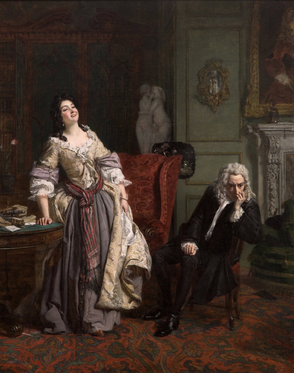 Alexander Pope dichiarò il suo amore a Lady Mary Wortley Montagu, 1852 da William Powell Frith