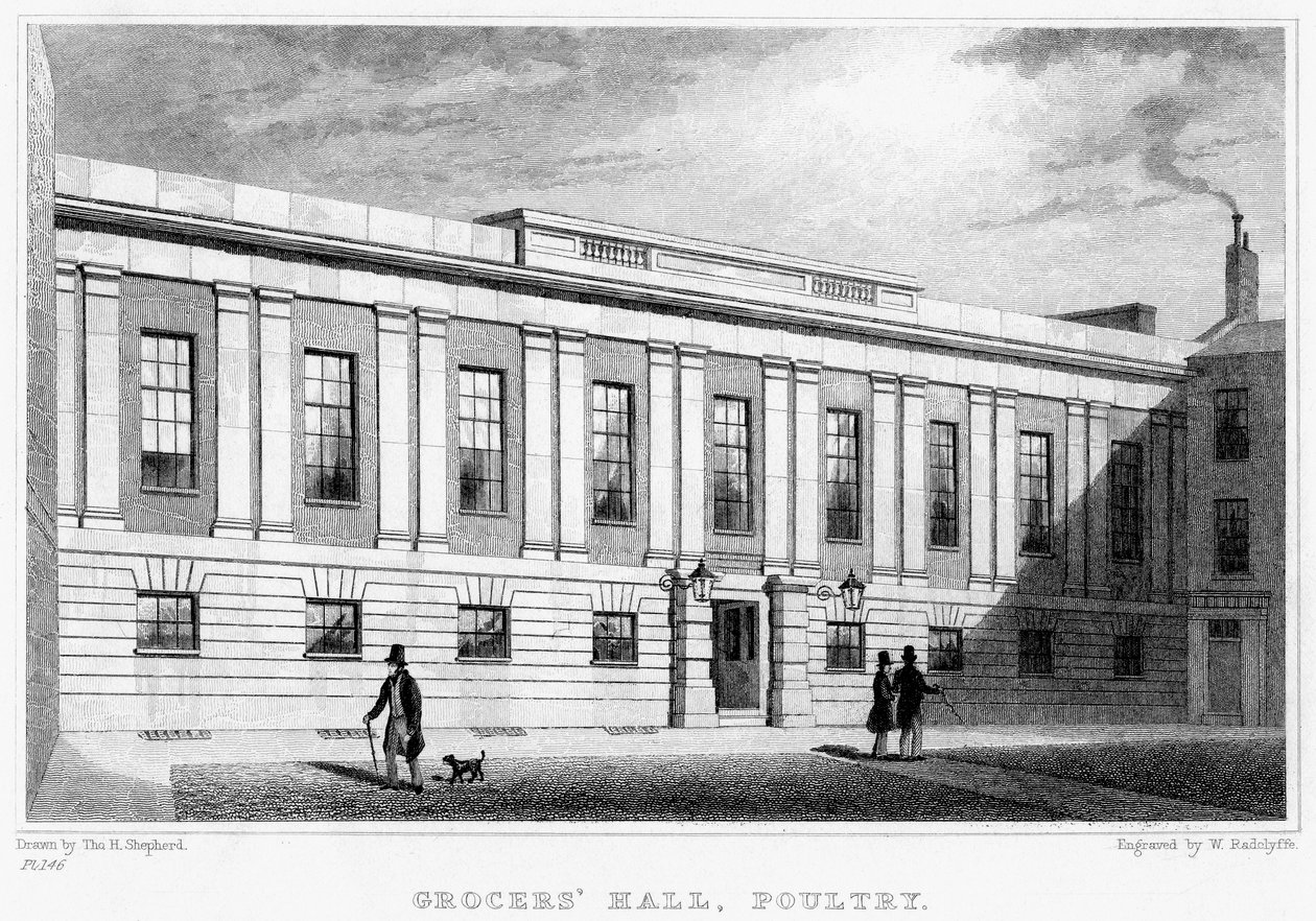 Grocers Hall, Poultry, Città di Londra, XIX secolo da William Radclyffe