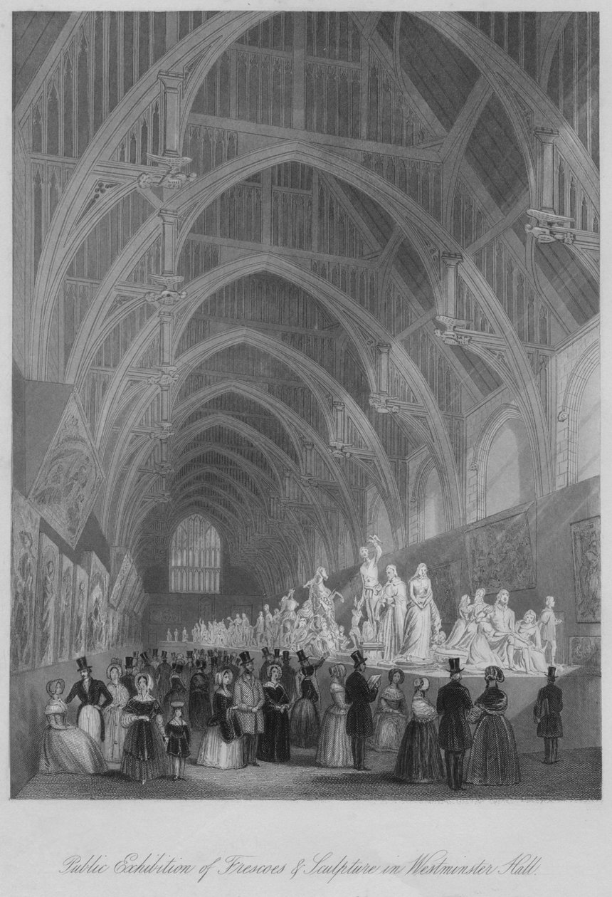 Esposizione pubblica di affreschi e sculture nella Westminster Hall da William Radclyffe