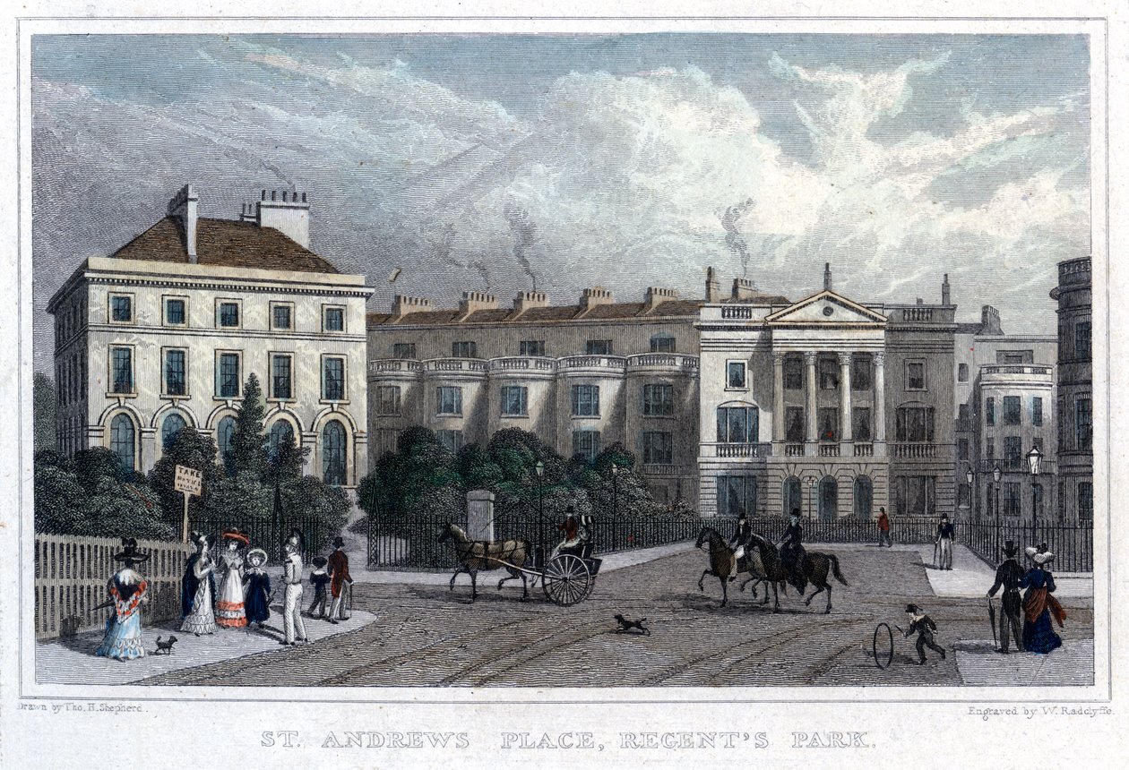 St Andrews Place, Regents Park, Londra, 1828 da William Radclyffe