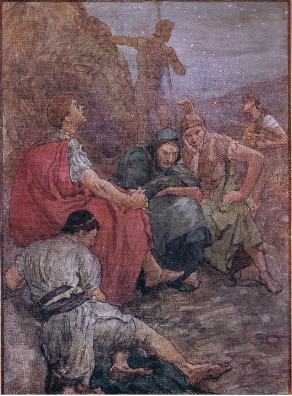 Bruto e i suoi compagni dopo la battaglia di Filippi, da Plutarch Lives pubblicato da T C & E C Jack Ltd da William Rainey