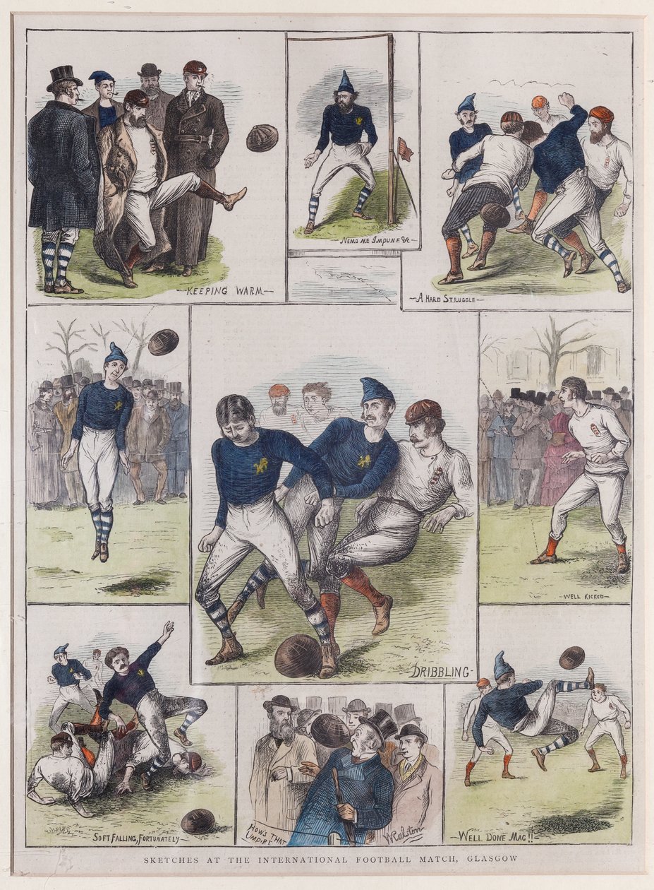 Schizzi alla Partita Internazionale di Calcio, Glasgow, 1872 da William Ralston