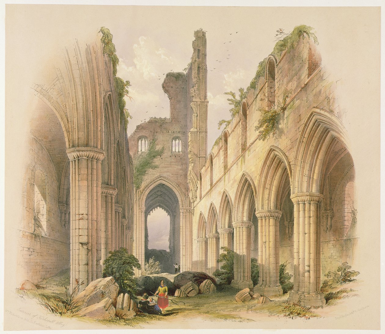 Abbazia di Kirkstall, la navata e il coro, da 