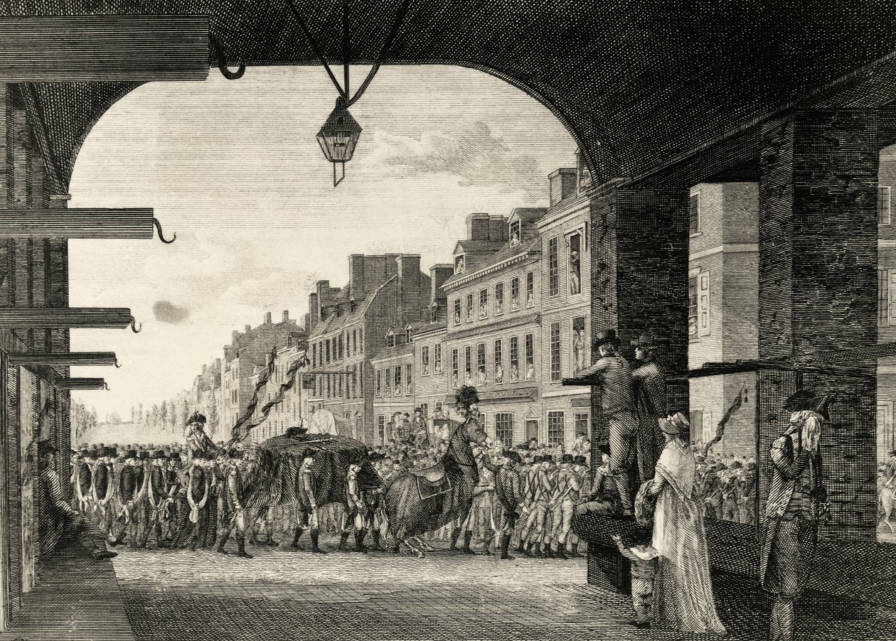 Il corteo funebre di George Washington lungo High Street a Filadelfia da William Russell Birch