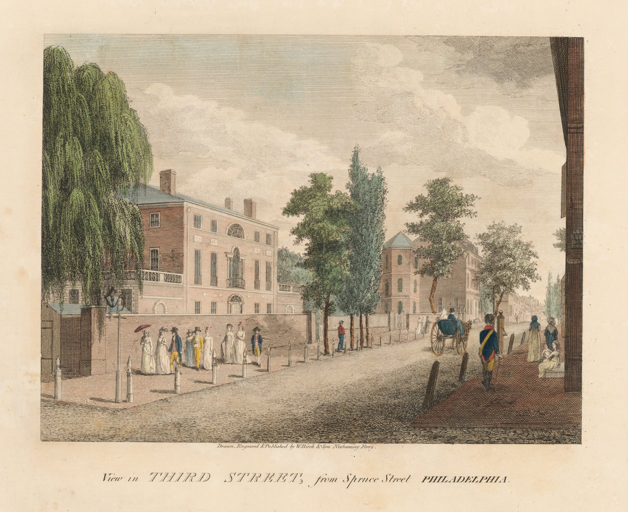 Veduta di Third Street dalla Spruce Street da William Russell Birch