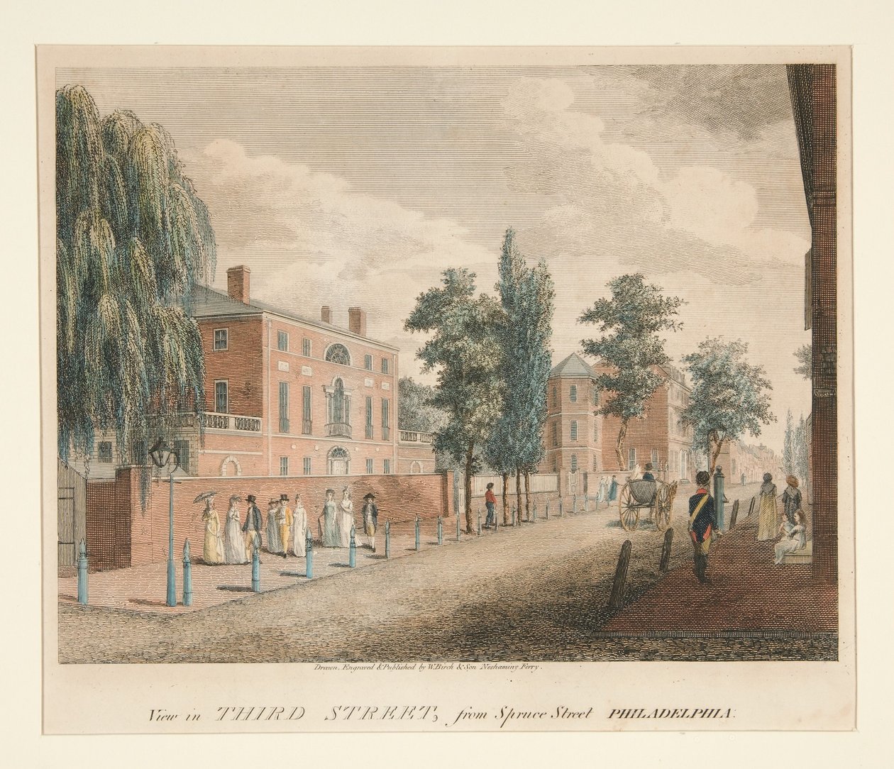 Veduta di Third Street, da Spruce Street, Filadelfia da William Russell Birch