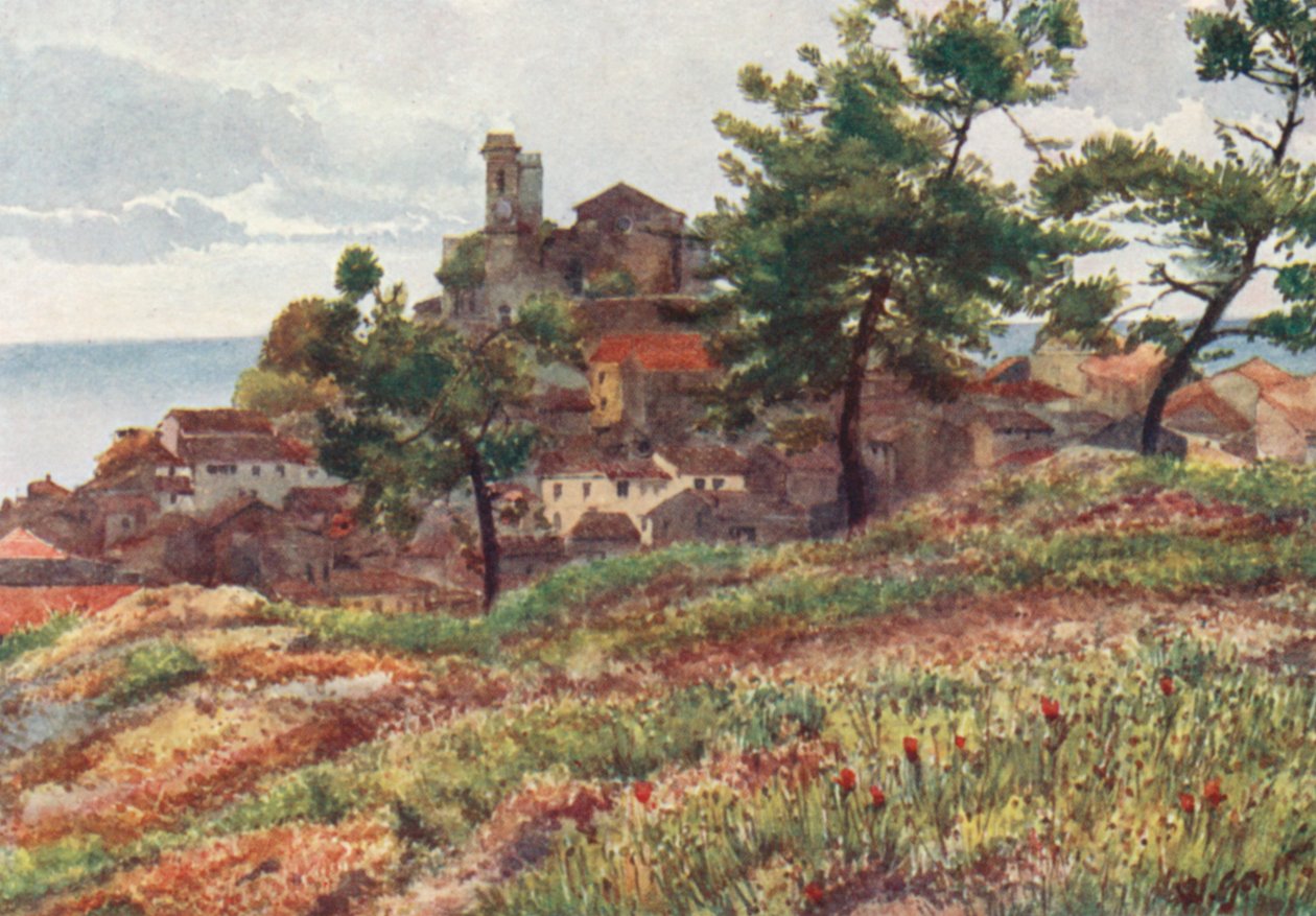 Il centro storico di Cannes (litografia a colori) da William Scott