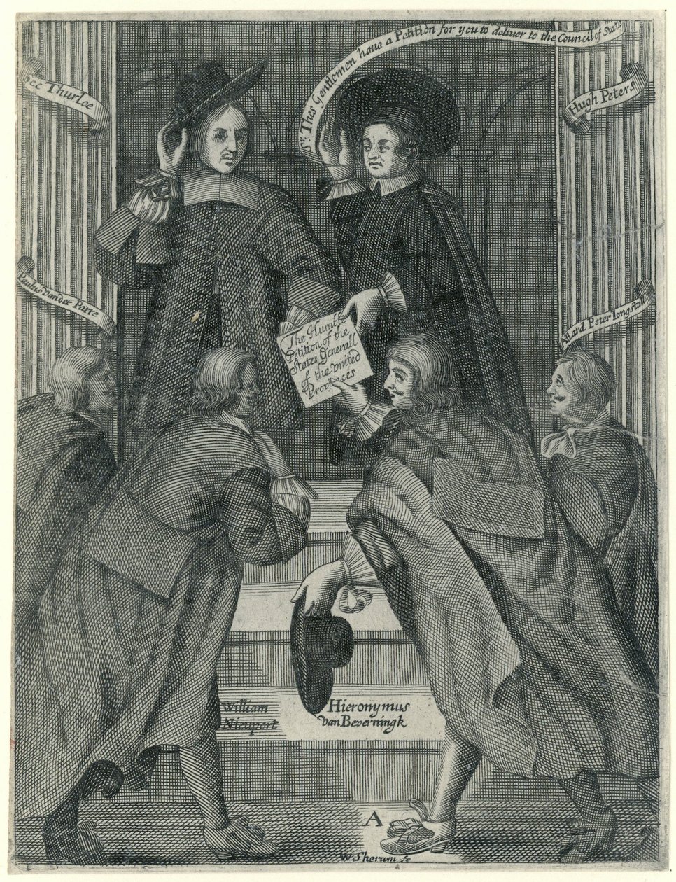 Presentazione di una petizione al segretario di stato inglese, ca. 1654 da William Sherwin