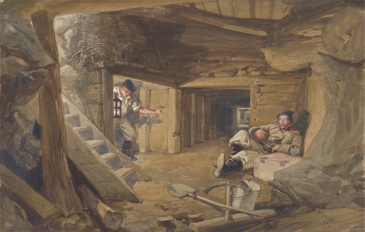Miniera nel Bastione du Mat, Sebastopoli, Crimea da William Simpson