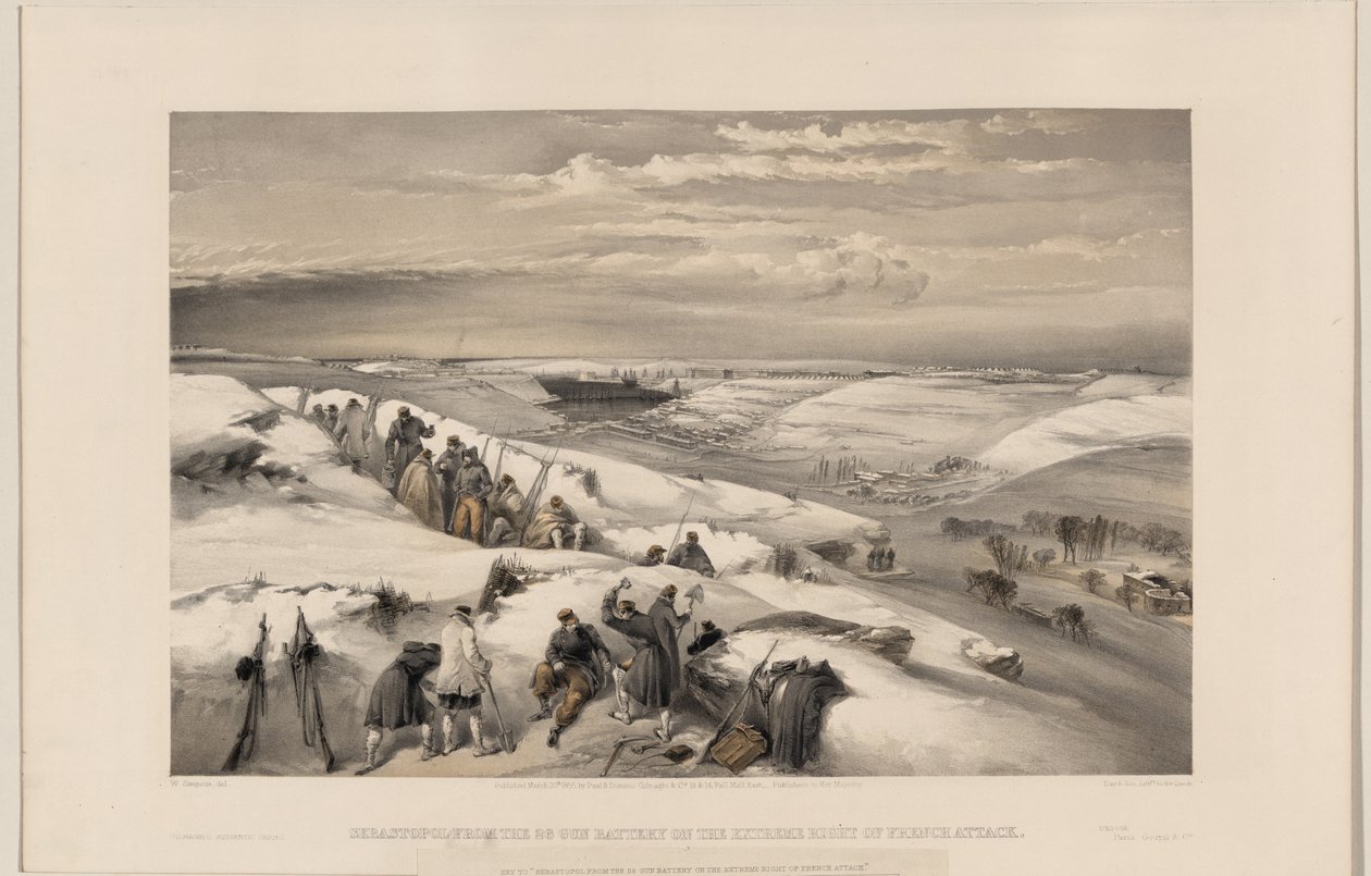 Sebastopoli dalla batteria da 26 cannoni, 1855 da William Crimea Simpson