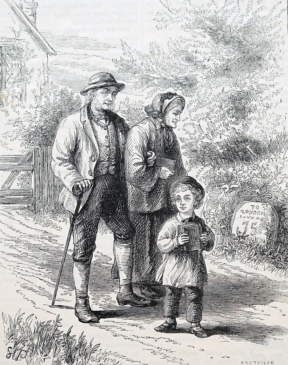 Una coppia anziana e il loro nipote. Di William Small (1843-1929) un illustratore inglese. 1880 (incisione) da William Small