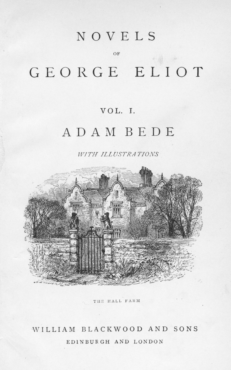 Pagina del titolo di Adam Bede di George Eliot, da un