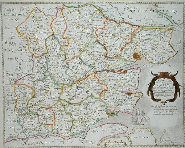 Una nuova mappa della contea di Essex, pubblicata da Henry Overton da William Smith
