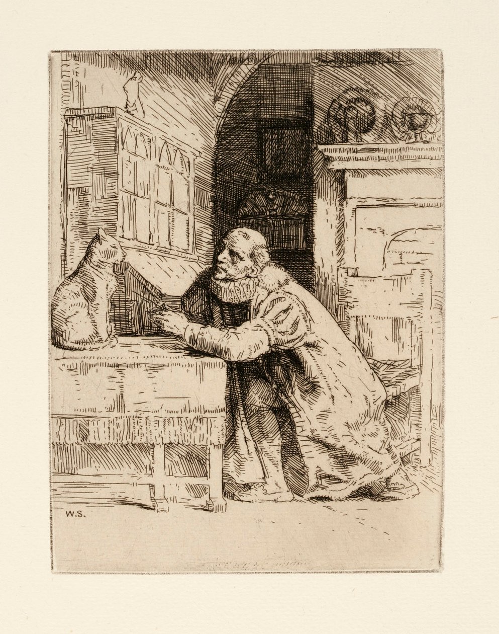 Montaigne e il gatto. Illustrazione di Izaak Walton e Charles Cotton tratta da The Compleat Agler da William Strang