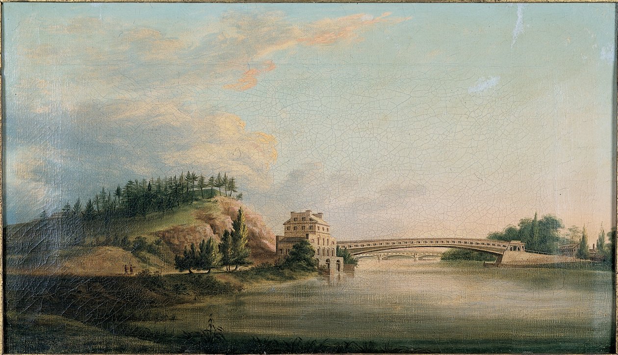 Vista di un ponte sul fiume Schuylkill, c.1815 da William Strickland