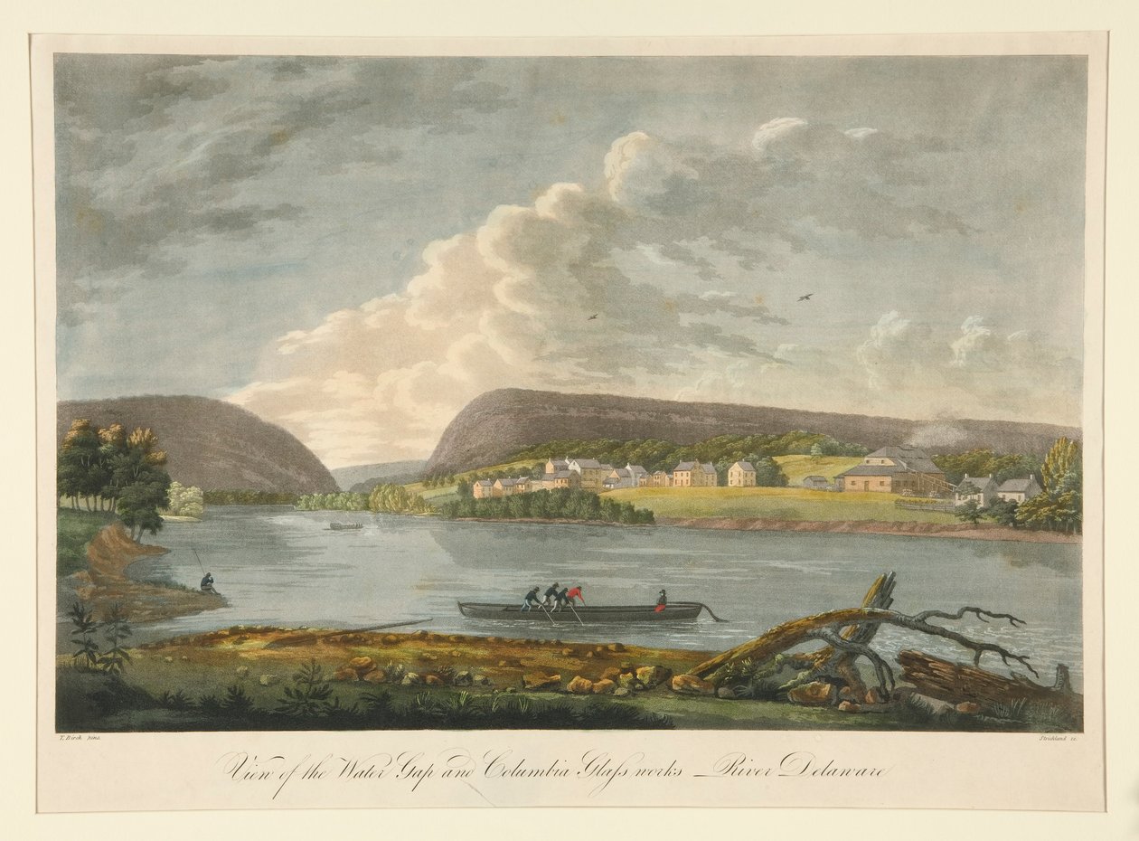 Veduta del Water Gap e della Columbia Glass Workshop da William Strickland