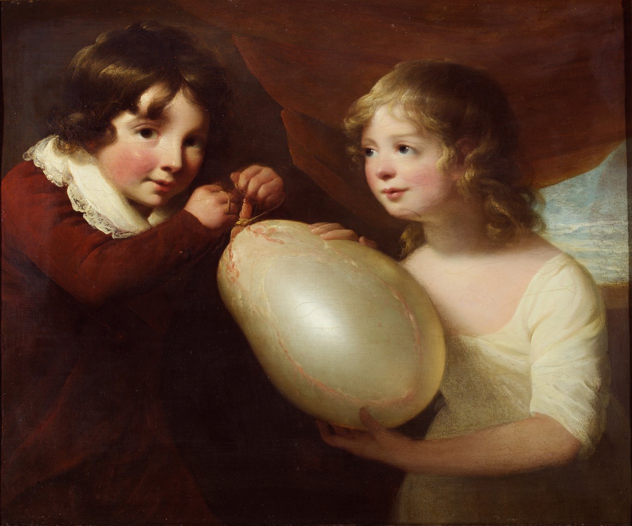 Due bambini con una vescica di maiale da William Tate