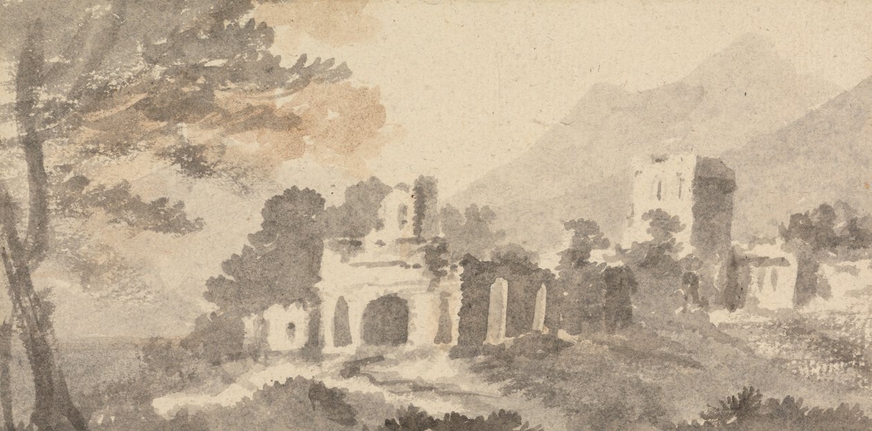 Paesaggio Italiano con Castello in Rovina da William Taverner