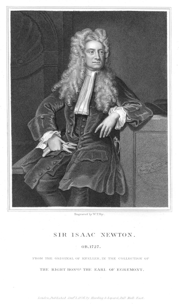 Isaac Newton, matematico e fisico inglese, 1836 da William Thomas Fry