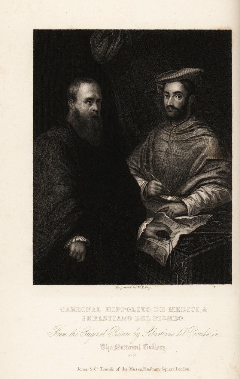 Ritratto di Sebastiano del Piombo, pittore italiano del Rinascimento e del primo Manierismo, circa 1485-1547, con il Cardinale Ippolito de