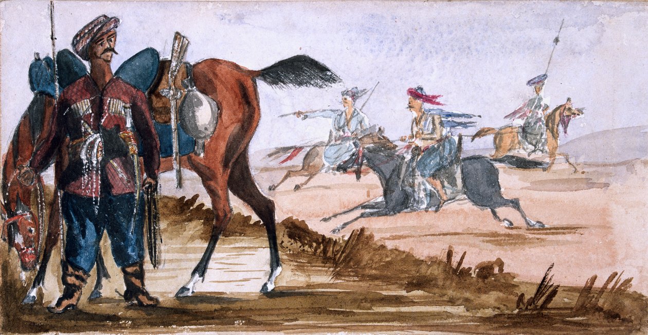 Bashi Bazouk della Circassia, e altri in esercizio sullo sfondo da William Thomas Markham