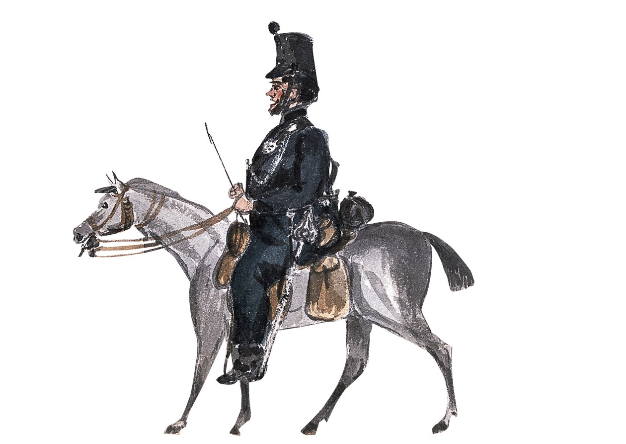 Dr S della Rifle Brigade, in marcia (disegno) da William Thomas Markham