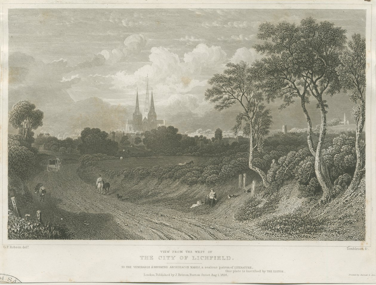 Cattedrale di Lichfield - Vista ovest da William Tombleson