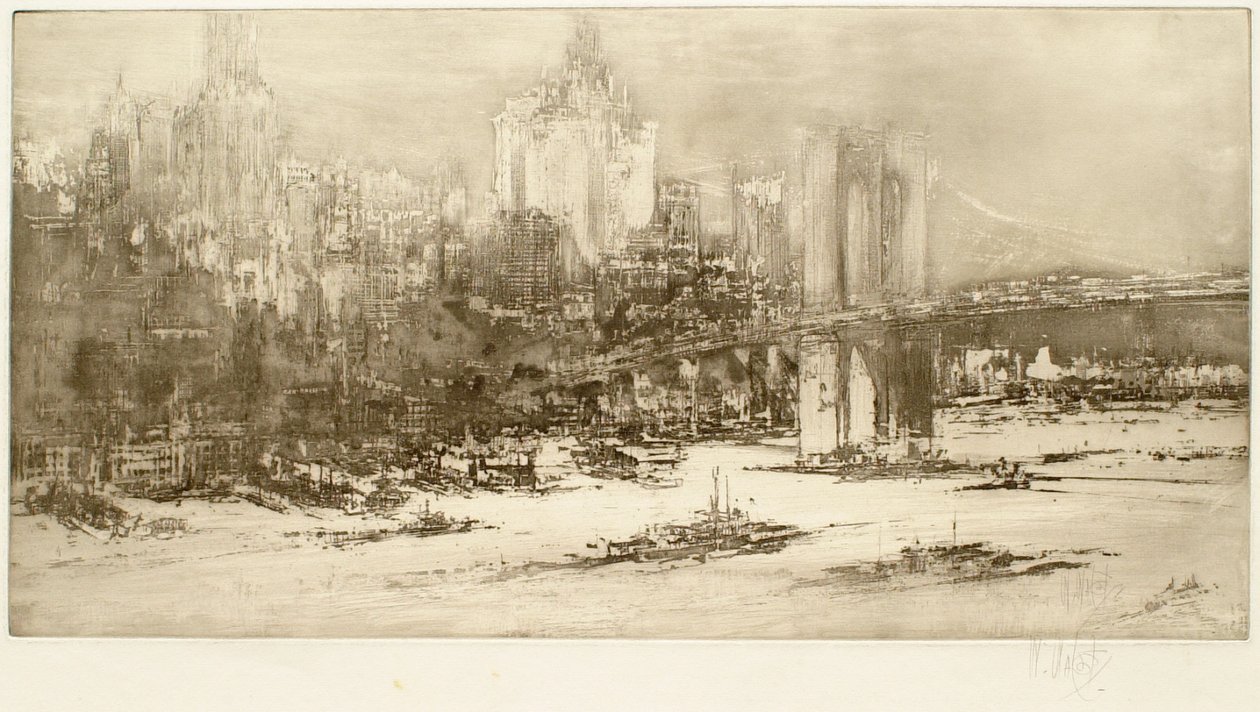 Ponte di Brooklyn, New York (grande tavola) da William Walcot