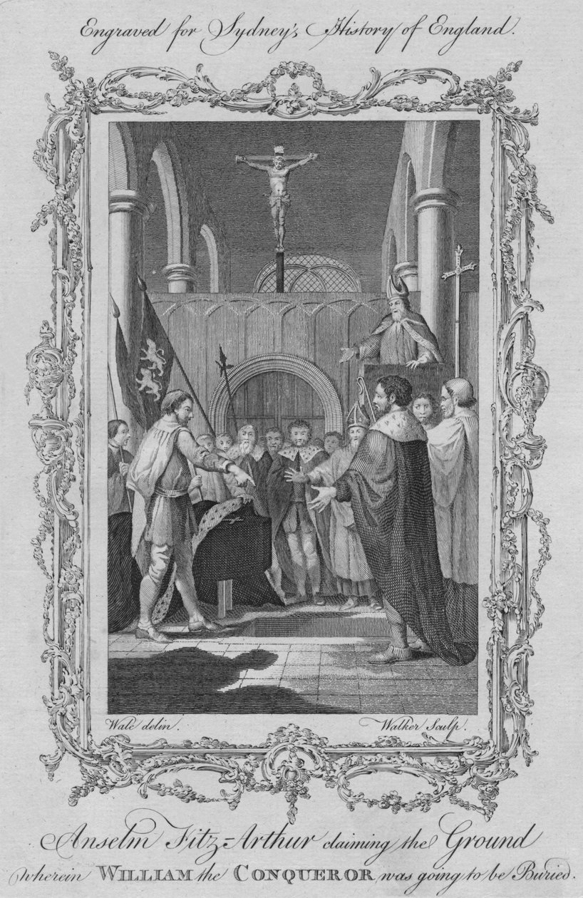 Anselm Fitz Arthur che rivendica il terreno dove Guglielmo il Conquistatore doveva essere sepolto, 1773 da William Walker