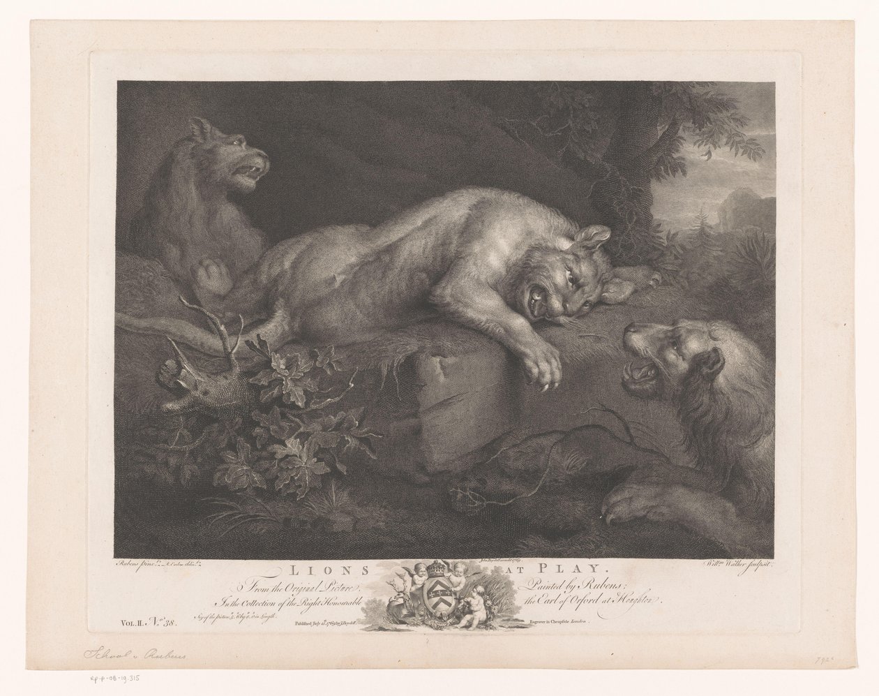 Tre leoni che giocano da William Walker
