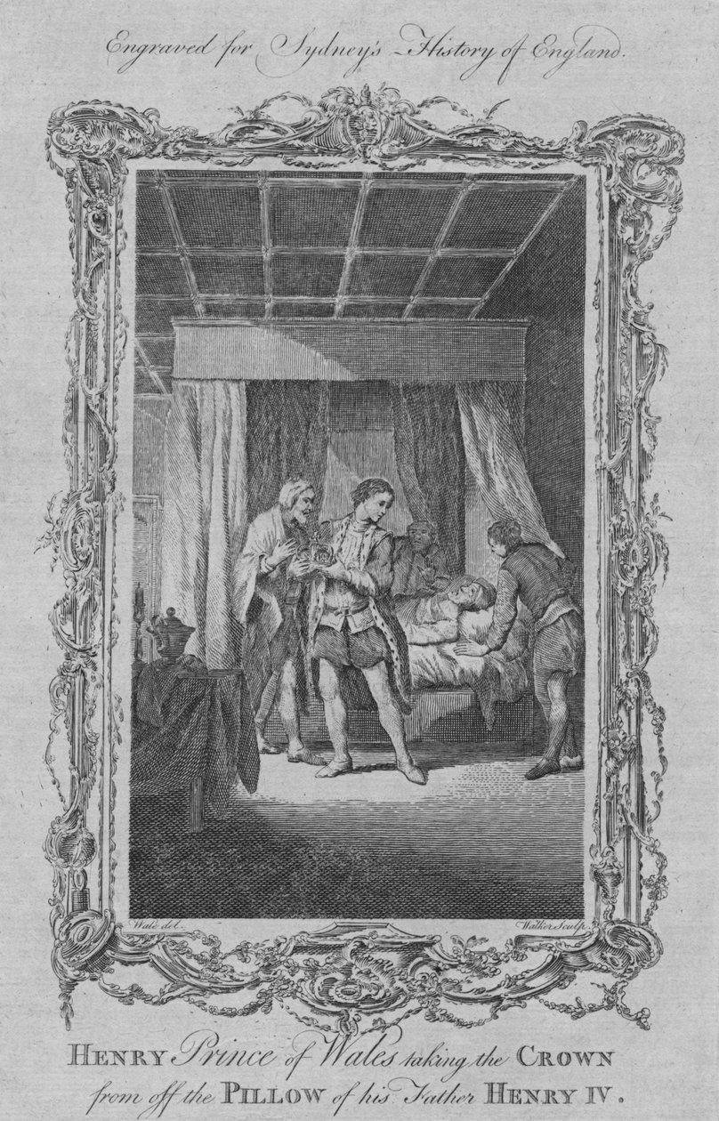 Enrico Principe di Galles prende la corona dal cuscino di suo padre Enrico IV, 1773 da William Walker