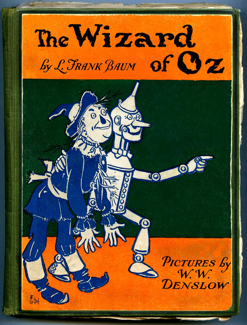 Il Meraviglioso Mago di Oz - Il Mago di Oz: copertina di una vecchia edizione (tra il 1905 e il 1920) illustrata da Denslow, William Wallace del libro di Frank Baum - lo spaventapasseri e l