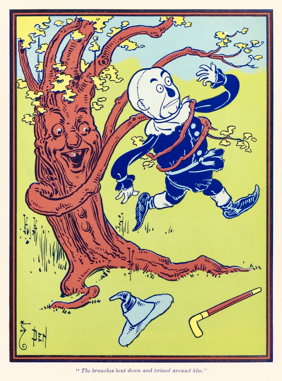 "I rami si piegarono e si attorcigliarono intorno a lui." da "Il meraviglioso mago di Oz" di L. Frank Baum da William Wallace Denslow