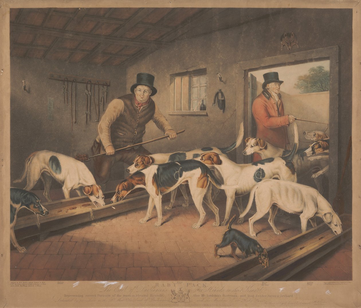Caccia alla volpe: muta di Raby / I foxhound del conte di Darlington nel loro canile da William Ward