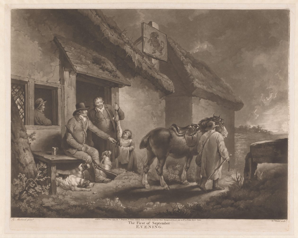 Cacciatori e cani da caccia con il loro bottino in una locanda da William Ward