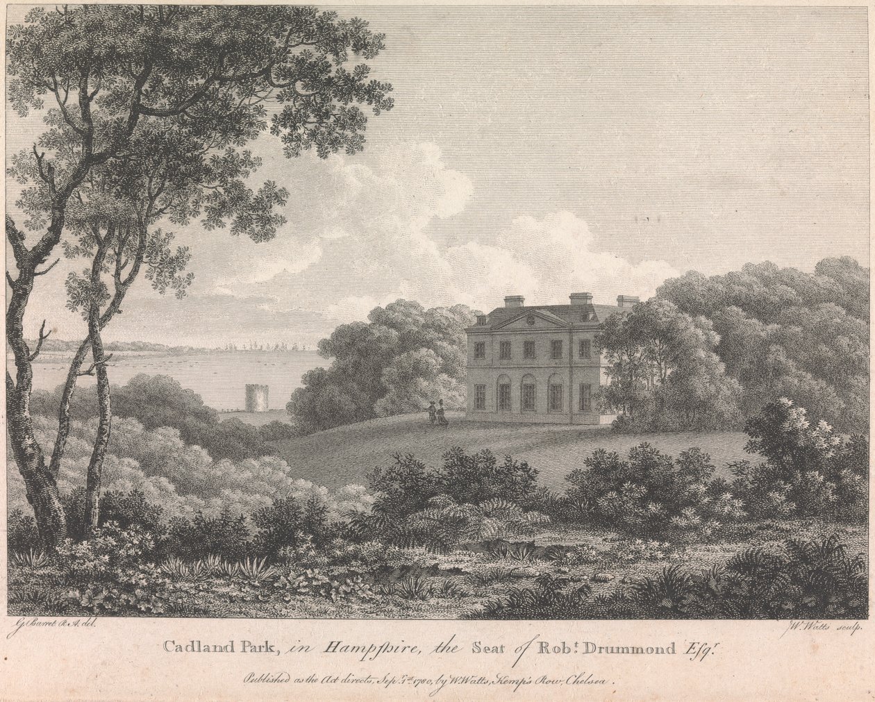 Cadland Park, in Hampshire, la Residenza di Robert Drummond, Esquire (pubblicato da W. Watts) da William Watts