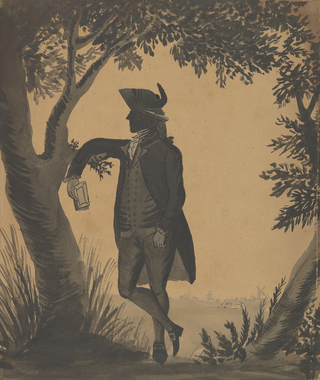 Giovane uomo appoggiato a un albero con un libro, ca. 1780-89 da William Wellings
