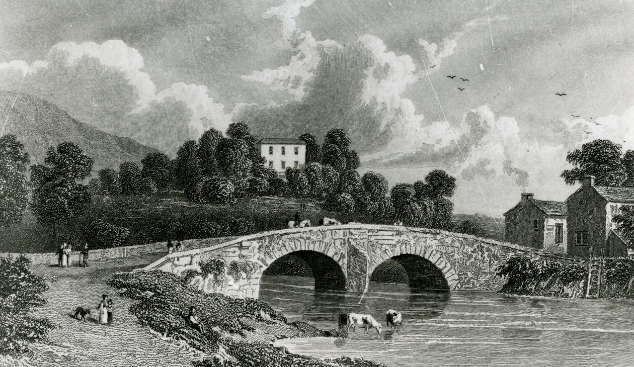 Greta Hall e il ponte di Keswick, inciso da E. Francis, 1842 da William Westall